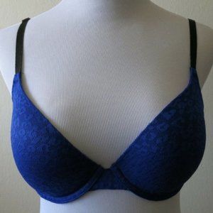 Pink VICTORIA'S SECRET Push Up Padded Underwire Blue Lace Bra - Size 32 DD